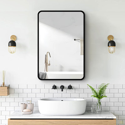 24X30 Inch Metal Framed Wall Mount Or Recessed Bathroom Medicine Cabinet With Mirror