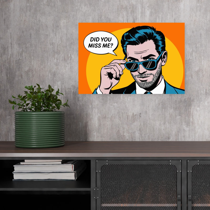 «Confident Pop Art Man», reproduction d'art murale rétro abstraite, 12" H x 18" W