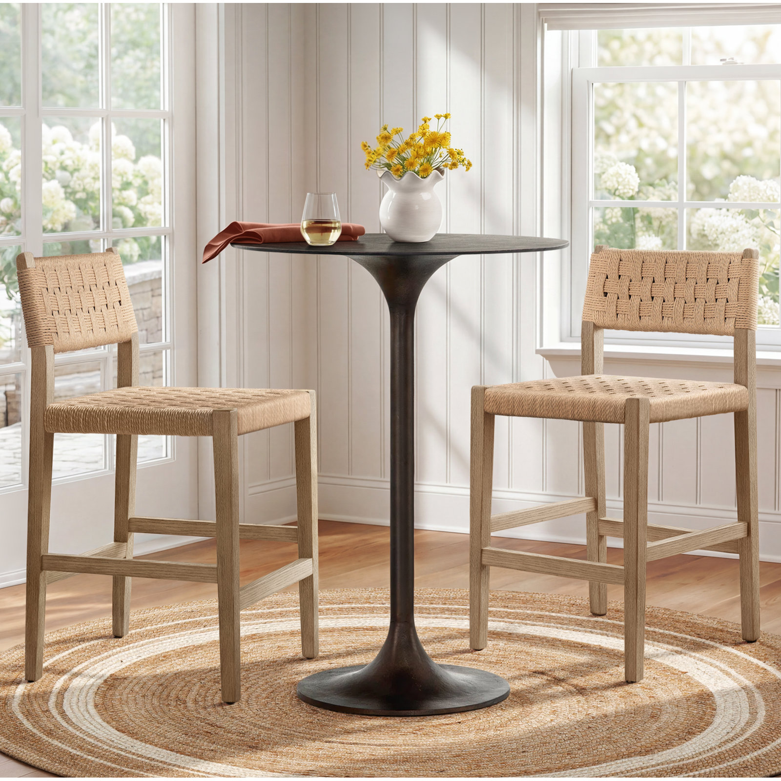 Roksana Bar Height Pedestal Dining Table, Bar Height ( 42" Height), Antique Rust