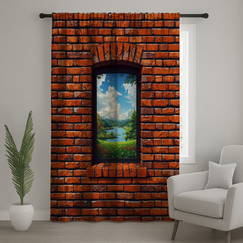 Rideaux de fenêtre en briques murales, voilages et rideaux occultant - 1 panneau, 50" x 92" - 1 Panel, Transparent