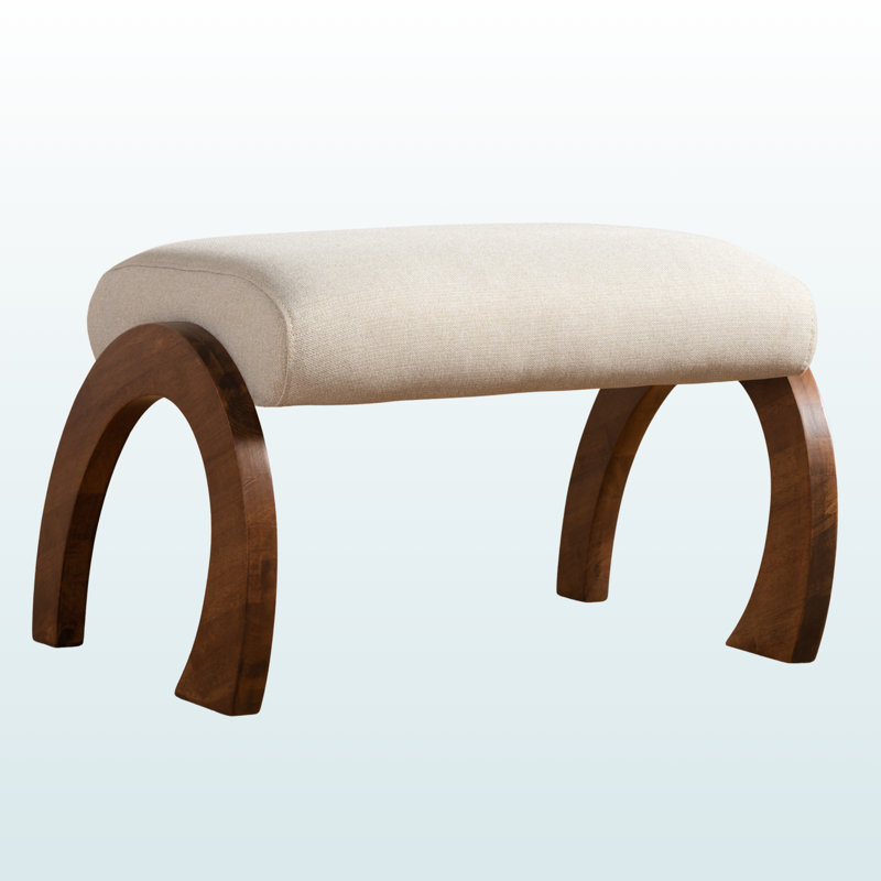Incanto Light Beige Fabric Upholstered Walnut Brown Finish Ottoman, 15.58'' H X 23.18'' W X 19.67'' D, Light Beige Polyester