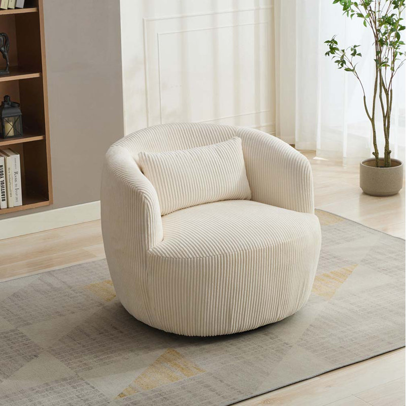 Fauteuil demi-tonneau Corduroy, Ivoire ivoire