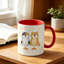Cute Ceramic Mug with Happy Cartoon Cats And Food Bowls Design - Perfect Gift for Cat Lover on Birthday.