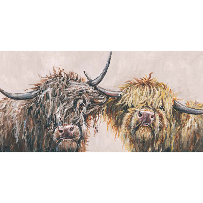 Nosey Cows by Louise Brown - Print, 30cm H x 60cm W x 0.1cm D, Canvas