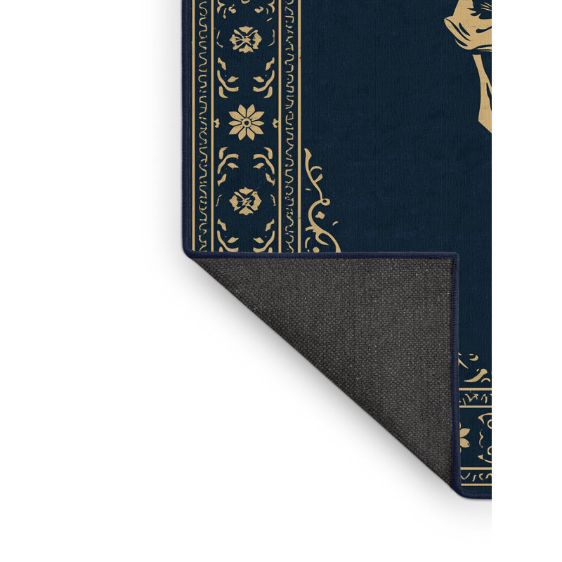 Soft Plush Fanelli Halloween Modern & Contemporary Abstract Area Rug in Gray – Navy Binding, 2x4