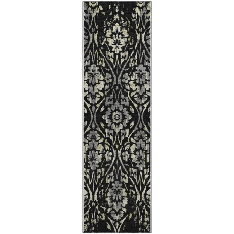 Premium Machine Washable Prisco Black Rug