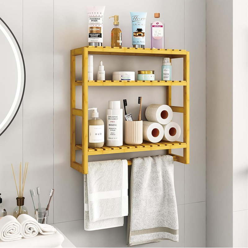 Étagères de salle de bain au-dessus de la toilette