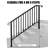 Matte Black Outdoor Galvanized Iron Handrail - For 4 Or 5 Steps, Powder Coated, Rustproof & With Installation Hardware