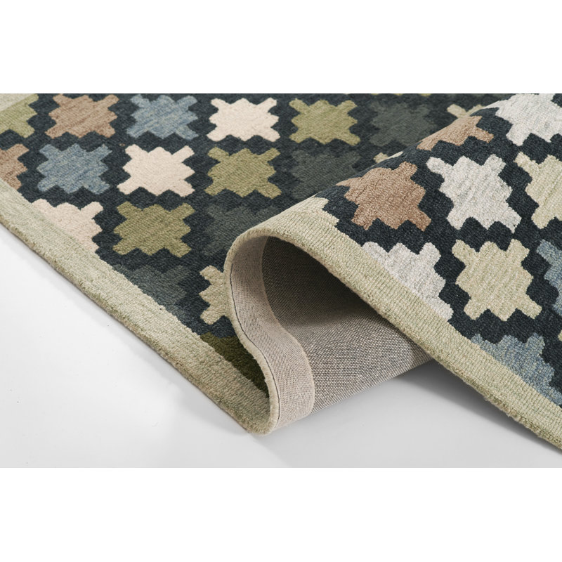 Erin Gates by Momeni Abbot Hand Tufted Wool Geometric Blue Area Rug, Rectangle 9' x 12'