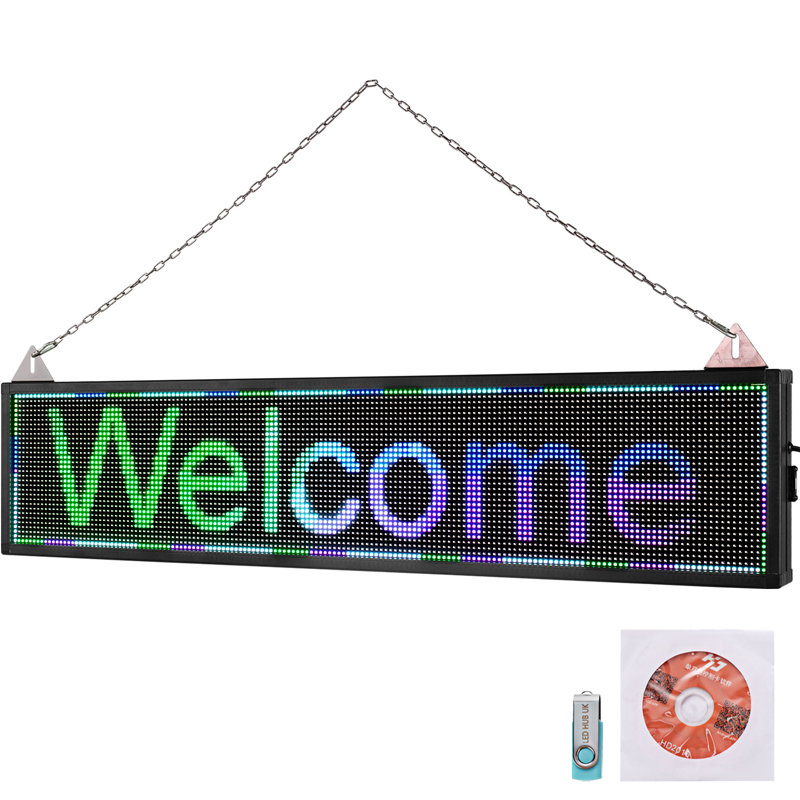 Enseigne lumineuse à DEL VEVOR, commande WiFi et USB 40 po x 9 po, affichage P6 couleur programmable,