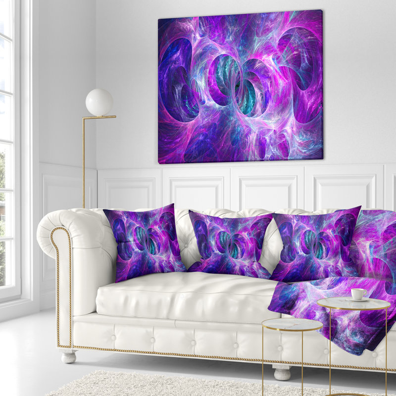 Neige mauve, texture fractale - coussin abstrait imprimé, 16 po x 1 po, Coussin décoratif