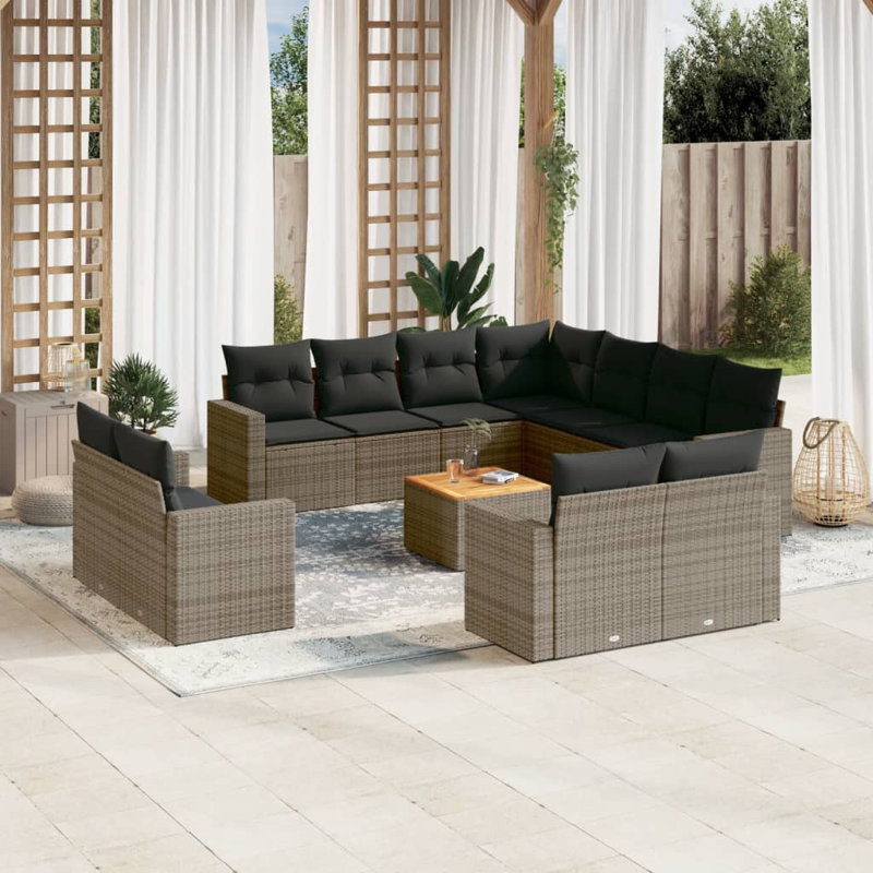 Vidaxl Garden Sofa Set Gray, Dark Gray