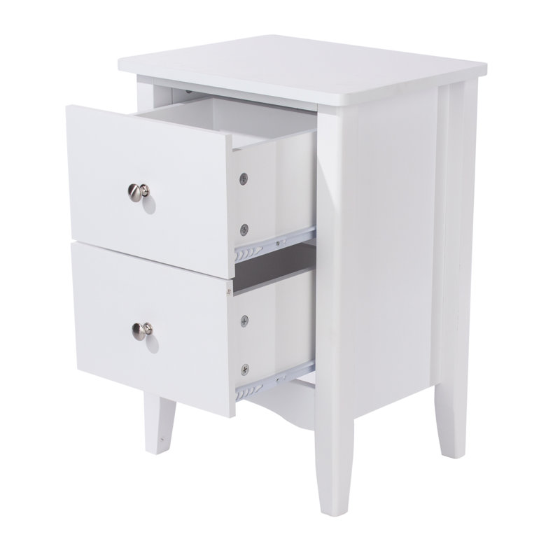 Uma 2 Drawer Bedside Table, end table, side table, White