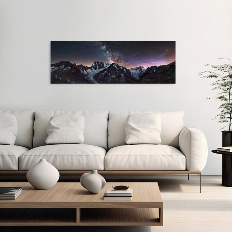 «Milky Way Glacier Peaks Dramatic Serene Abstract Landscape Mountain», art mural, H 16 po x l 48 po