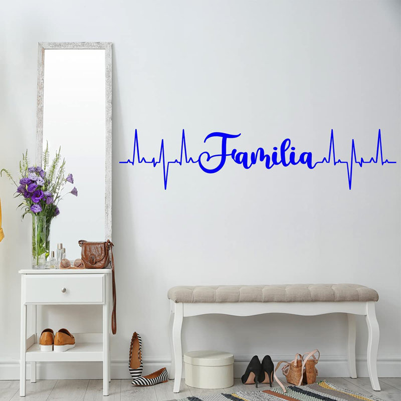 Décalcomanie murale Familia, H 11 po x l 50 po, Bleu