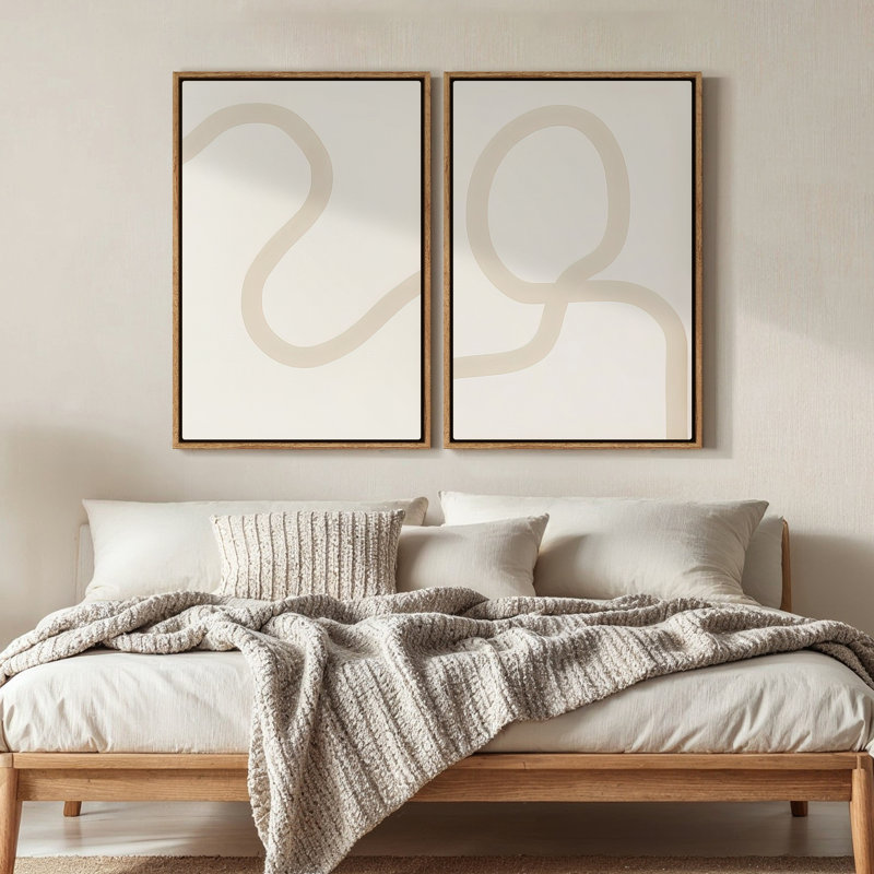 Art mural encadré sur toile, rétro muraux abstraits pour chambre à coucher, H 24 po x l 16 po, Naturel
