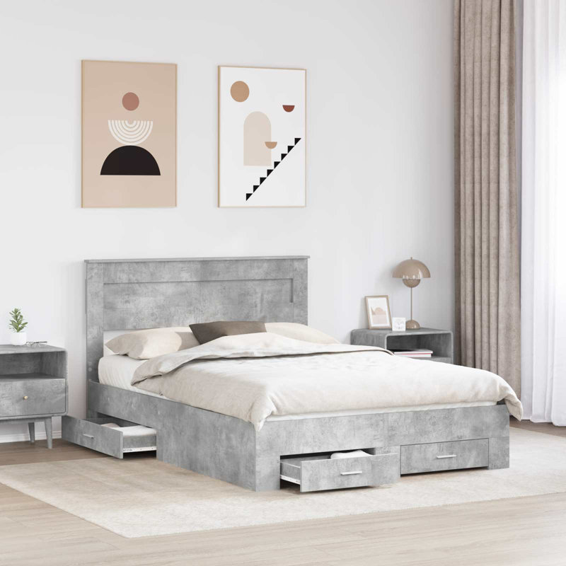 Bed, European Double (140 x 200 cm), Concrete Grey