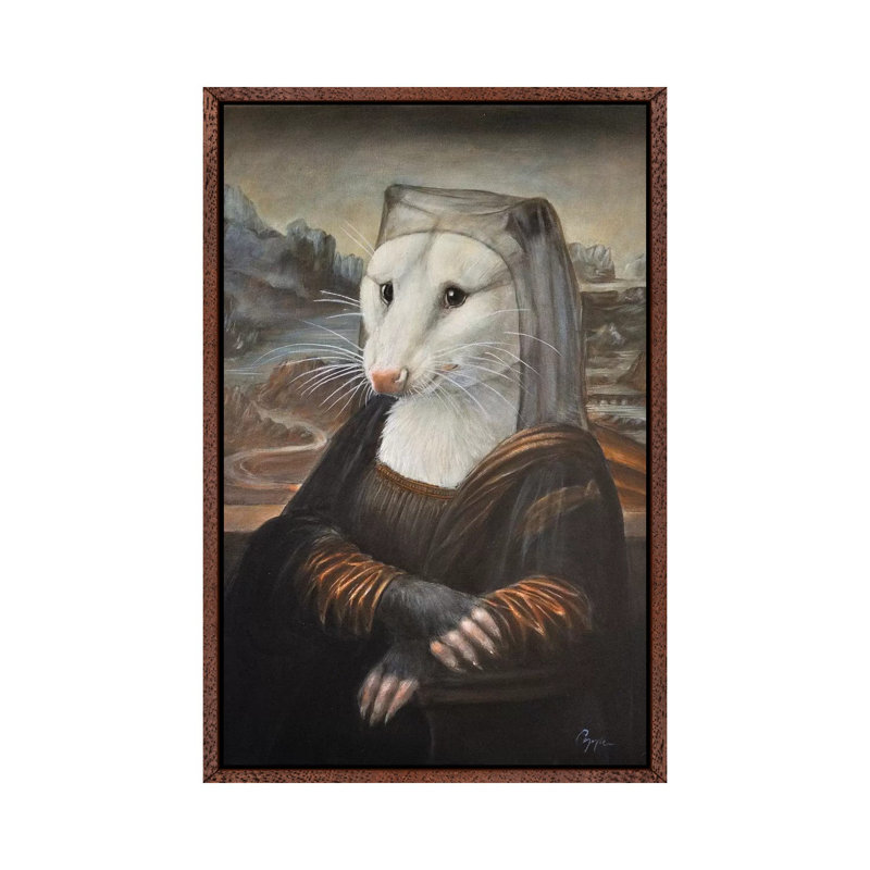 Mona Possum 1 Piece Painting on Canvas, 66.04cm H x 45.72cm W x 3.81cm D, Classic Brown Wood Framed