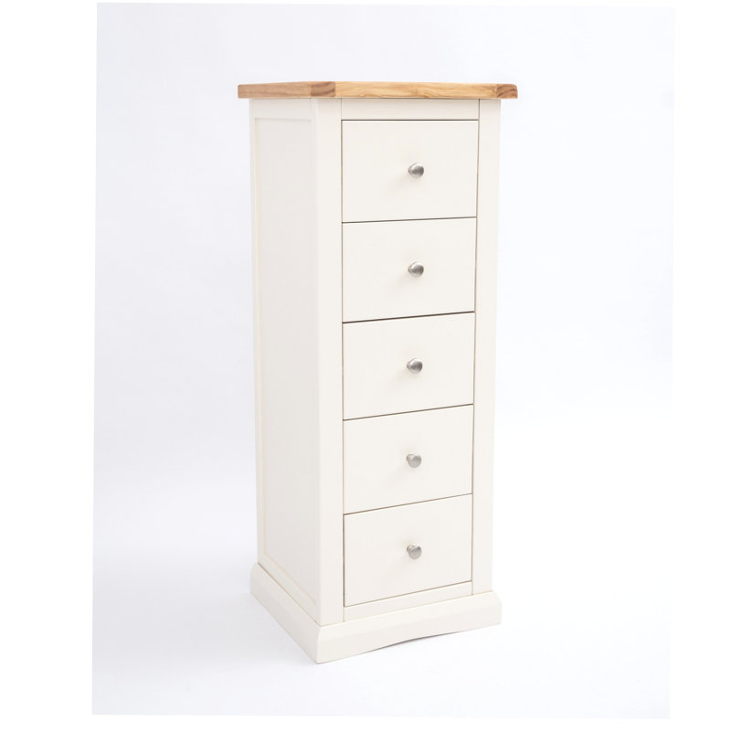 45 cm W Chest of 5 Drawers, Off White