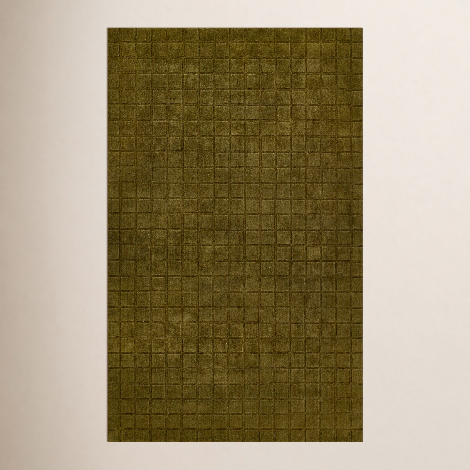 Meile Green Hand-Loomed Geometric Wool Rug, Rectangle 7'10" x 10'