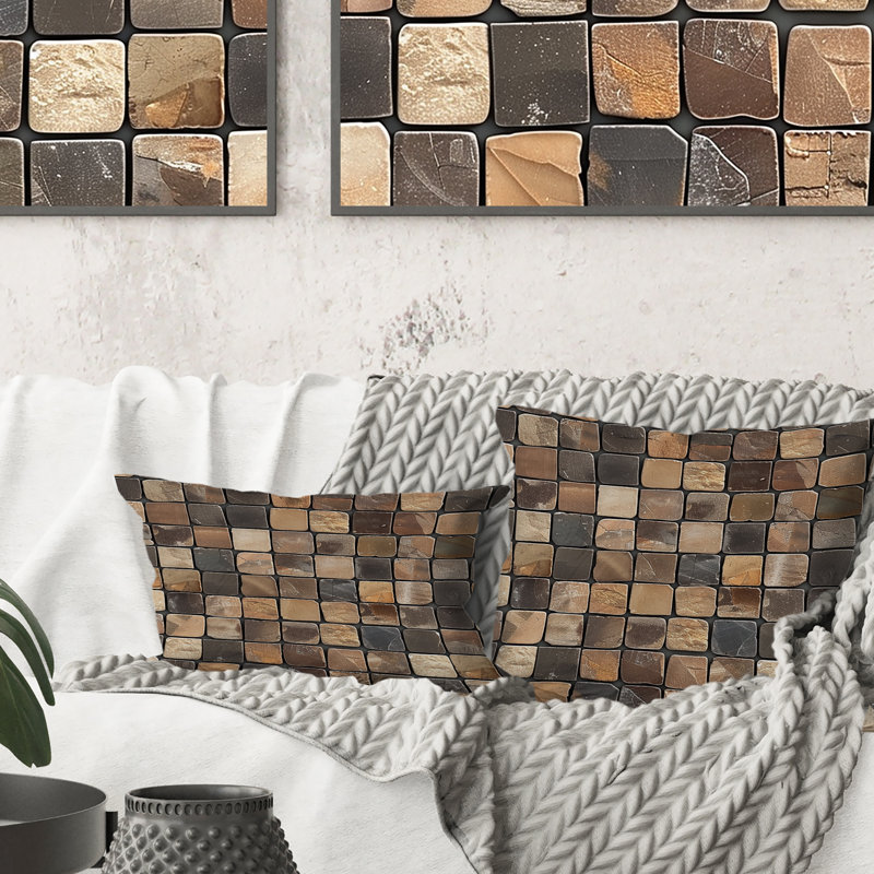 Carreaux de mosaïque brun II - coussin lombaire moderne