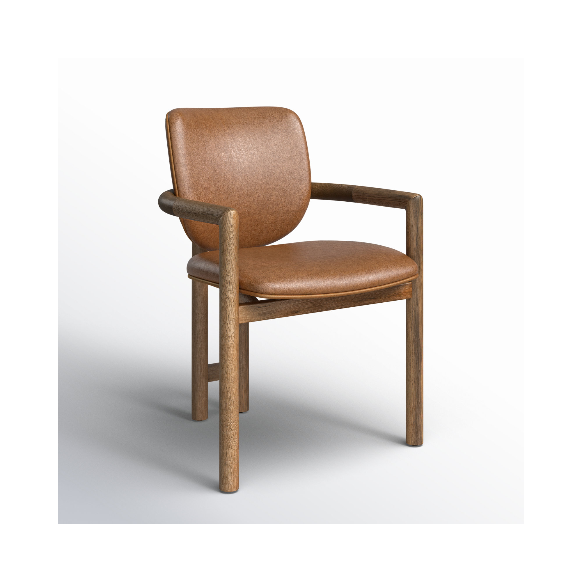 Kosta Leather Upholstered Back Arm Chair, Brown, Brown
