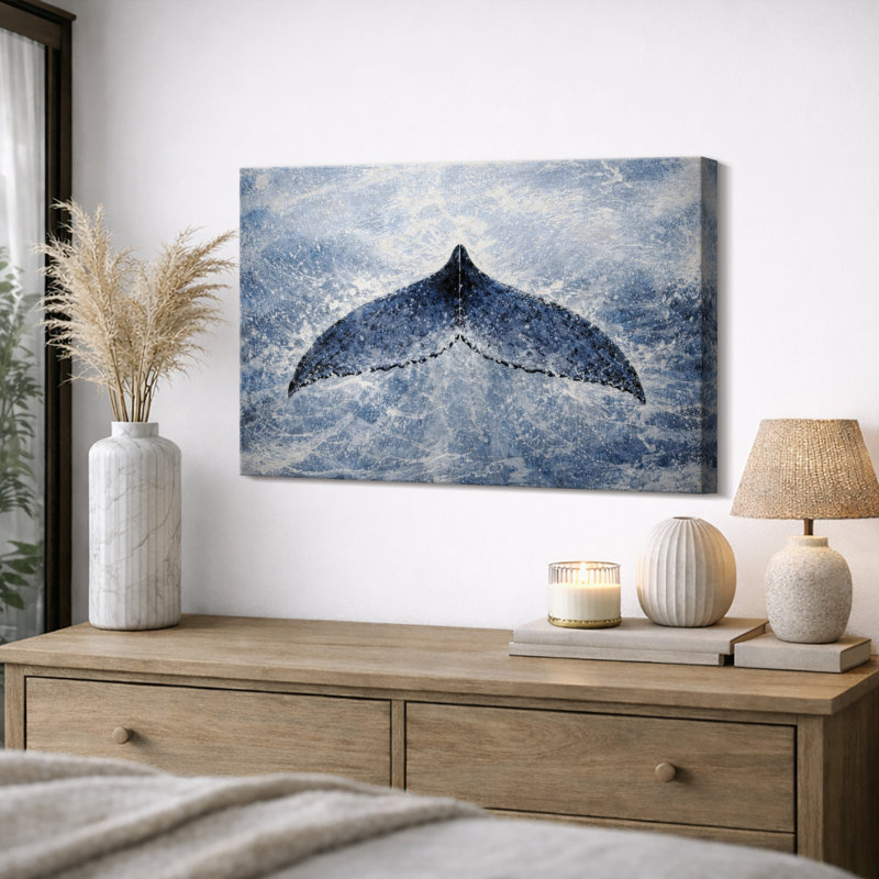 Whale Tail Ocean, Coastal Marine, photos de salon, impression sur toile encadrée, H 32 po x l 48 po x P 1,5 po, Toile tendue
