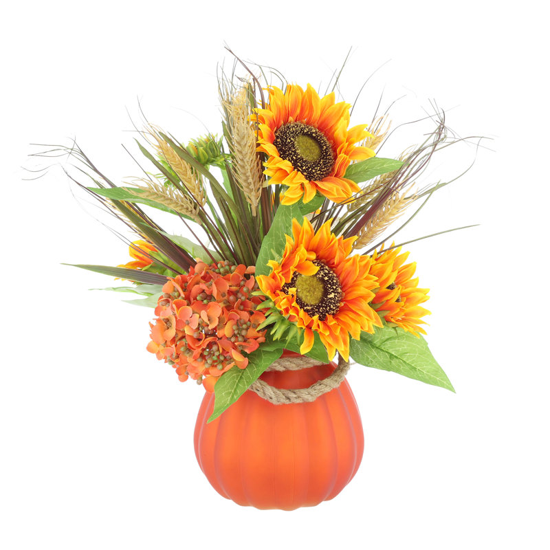 Fall Centerpiece with Sunflowers and Hydrangeas