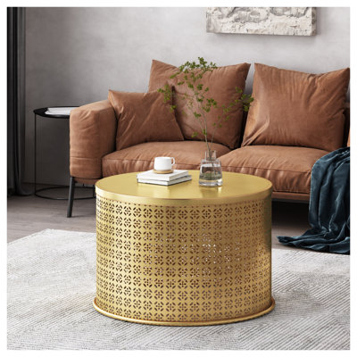 Table basse industrielle carrée en fer, table d'appoint en métal brun foncé pour le salon, table de bout compacte de 25,5 po avec structure ouverte