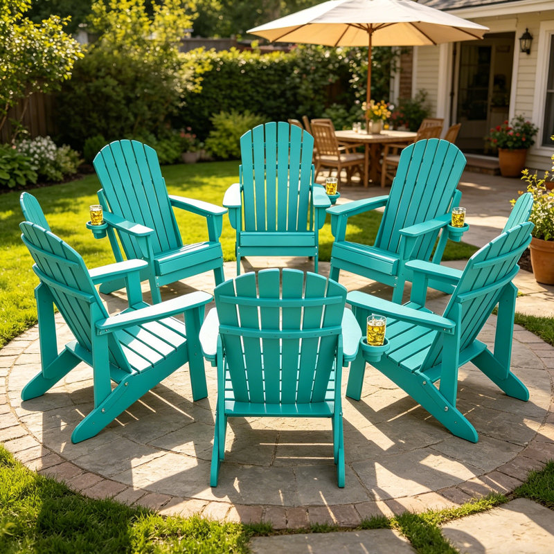 Ensemble de 6 chaises Adirondack pliantes en PEHD, Sarcelle