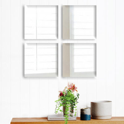 Elegant 4-Piece Mirror Set Each | 100% Glass, No Frame, 0.16 Inches Thick | Stylish Silver Colour, Perfect for Home Decor, Living Room, Bedroom, or Entryway | Modern Design Enhances Any Space