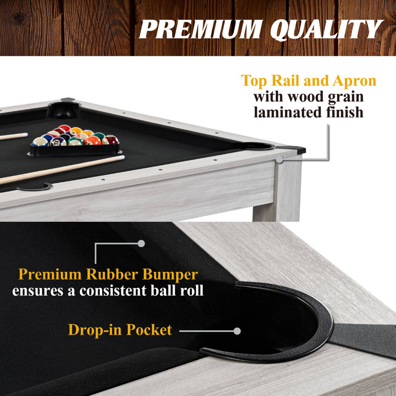 Barrington Billiards Monteray 3-in-1 Combination Table includes 7’ Billiard Table, Table Tennis and Dining Top with Game Accessories & Rolling Storage Caddy