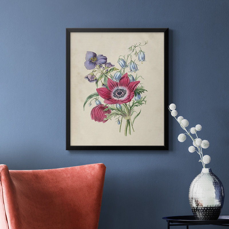 Antique Garden Bouquet I, toile encadrée de qualité supérieure - prête à être accrochée, Noir, H 20 po x l 16 po
