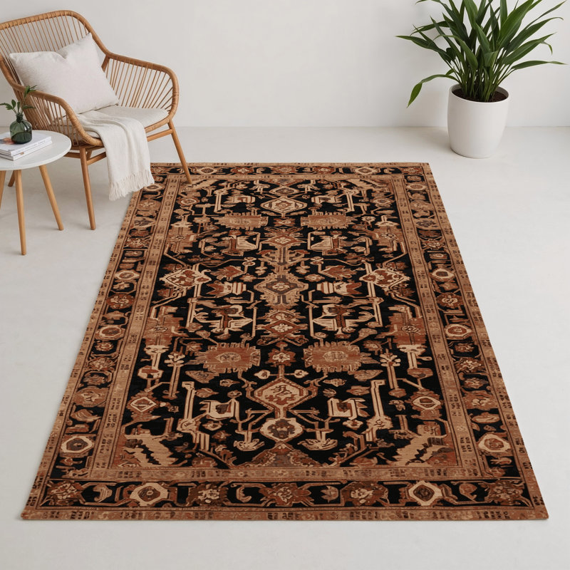 Turkish Brown Indoor and Outdoor Area Rug, Rectangle 5' x 7'