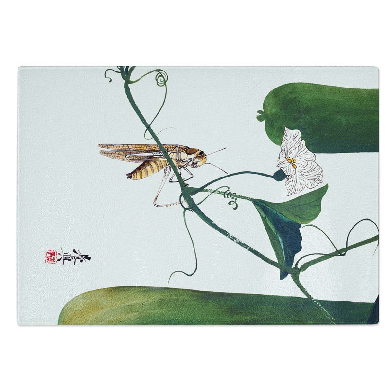 Glass Grasshopper On A Vine by Shibata Zeshin Chopping Board, 39 cm W x 28.5 cm L