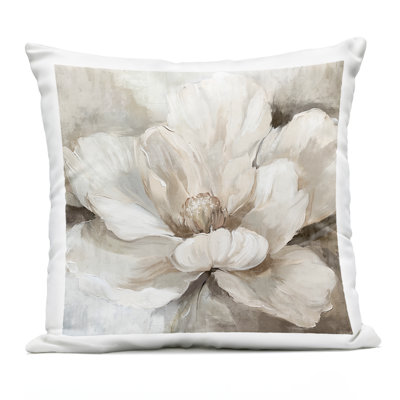 Lush Bloom in White Outdoor Printed Pillow design by Nina Blue