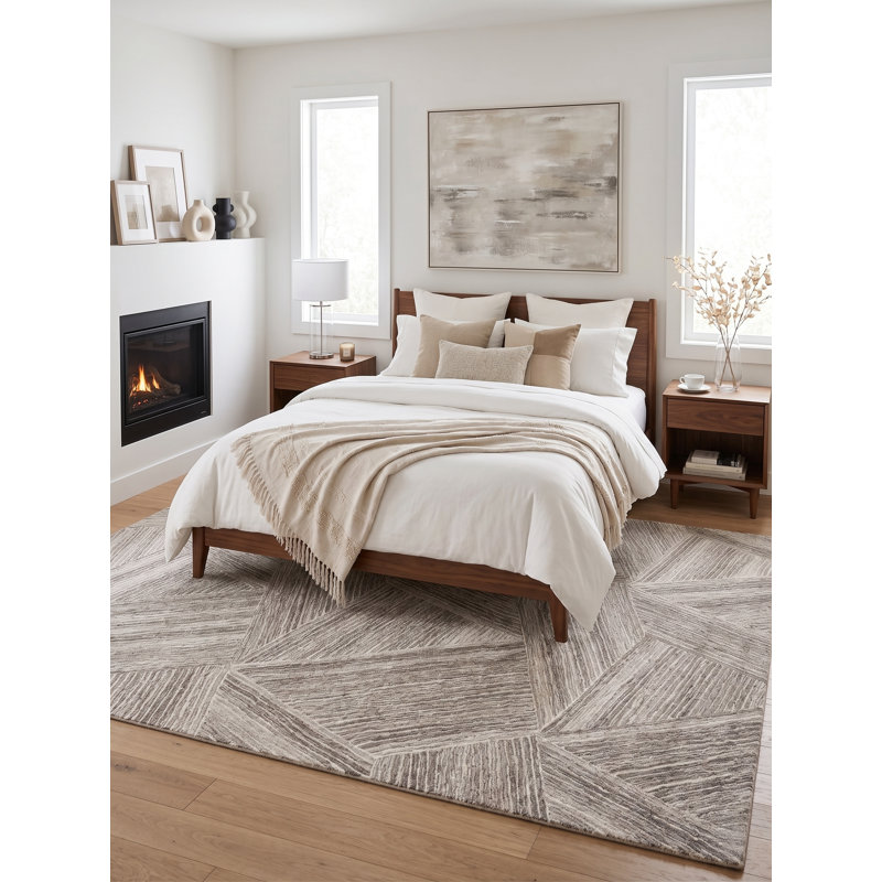 Marut Hand Tufted Geometric Area Rug in Light Beige, Rectangle 10' x 14'
