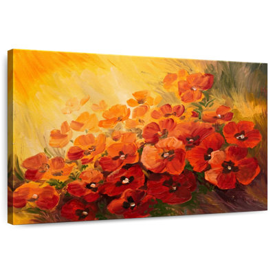 Harnek - coquelicots rouges sur fond jaune