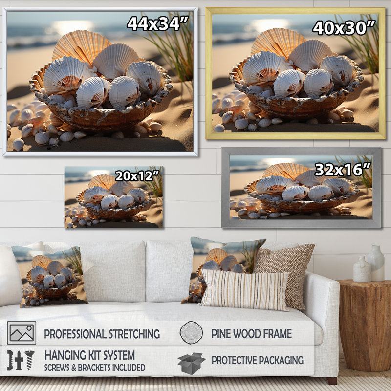 «Beach Photo Seashell Sonata I», reproduction sur toile, H 30 po x l 40 po x P 1,5 po