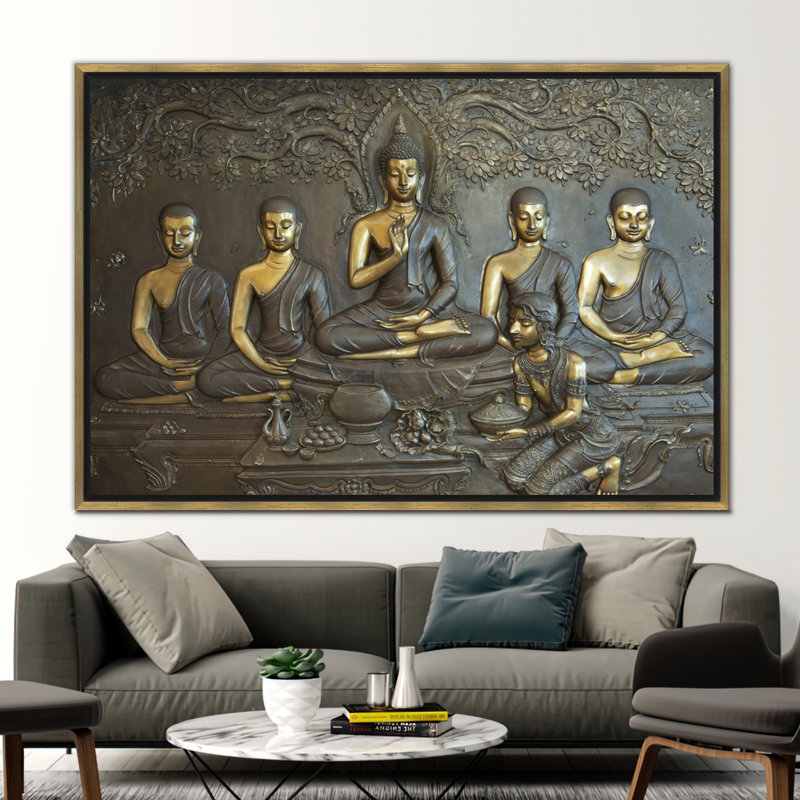 Print on Canvas, Framed Print without Mat, Gold, 80 cm H x 110 cm W