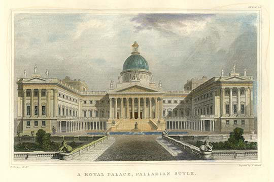 Palais royal de style palladian-impression, H 24 po x l 36 po x P 1,5 po