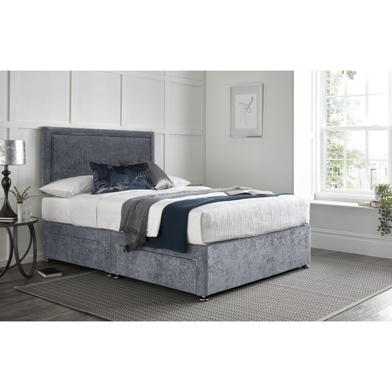 Idlewood Divan Bed with 24" Headboard on Struts, Double (4'6), Silver, No Drawers