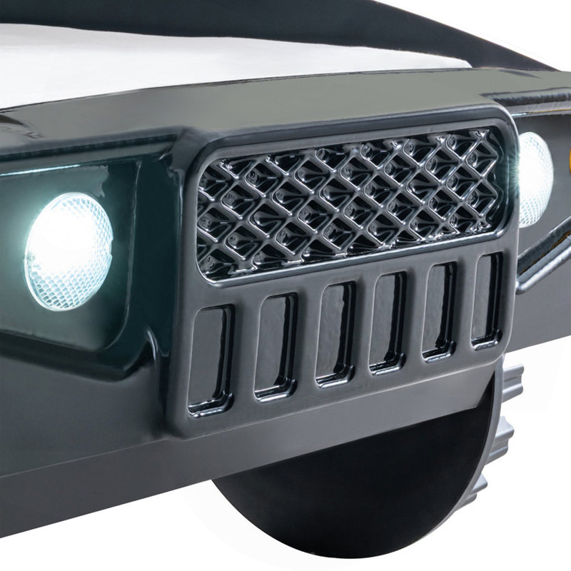 Lit simple moderne de style moderne de style Jeep rapide avec finition ultrabrillante veilleuses à DEL sur les phares, structure métallique, finition noire