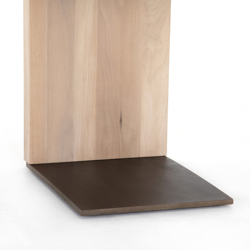Hudson Solid Wood End Table, Ashen Walnut Gunmetal