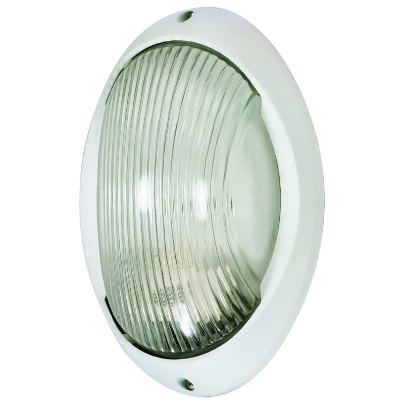 Plafonnier encastré d'extérieur 1 lumière Caron, Incandescent, Blanc semi-brillant