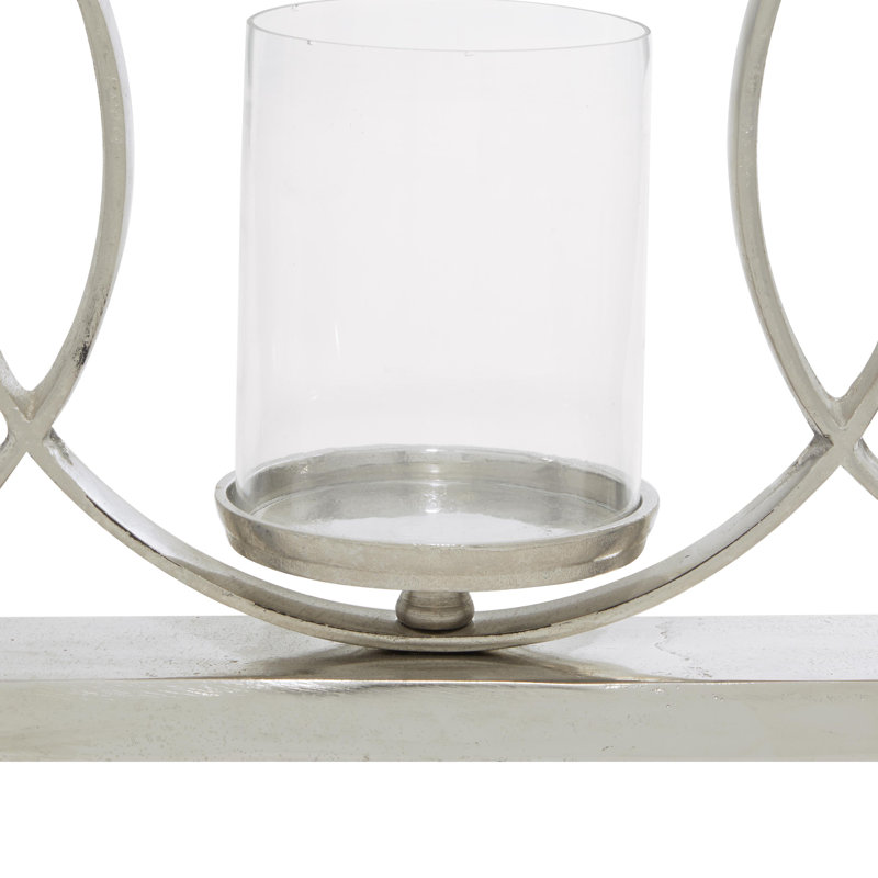 Candélabre argenté décoratif en aluminium à 3 piliers, H 11 po x l 26 po x P 5 po