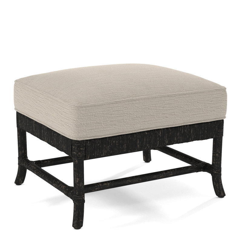 Lafayette Ottoman, Blue and Gray and Beige Stripe; 0229-66, Antique Black