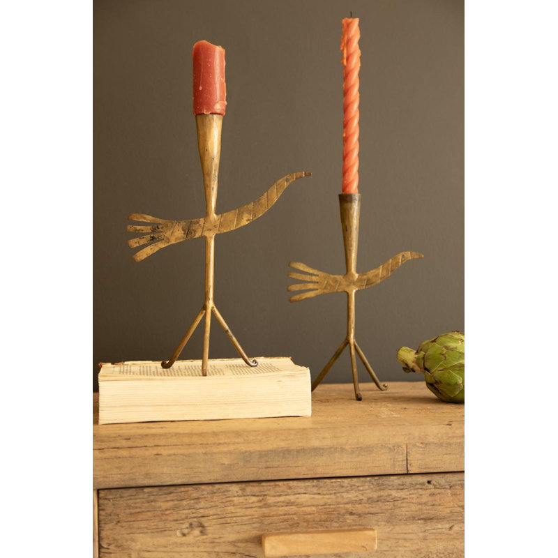 ENSEMBLE DE DEUX PORTE-BOUGIES TAPER - OISEAUX