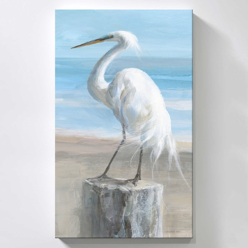"Egret by the Sea" par Danhui Nai, reproduction sur toile, H 18 po x l 30 po