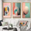 «Geometric Dreaming Retro Minimalisme en rose V», 3 pièces sur toile-1566456362-1566456366